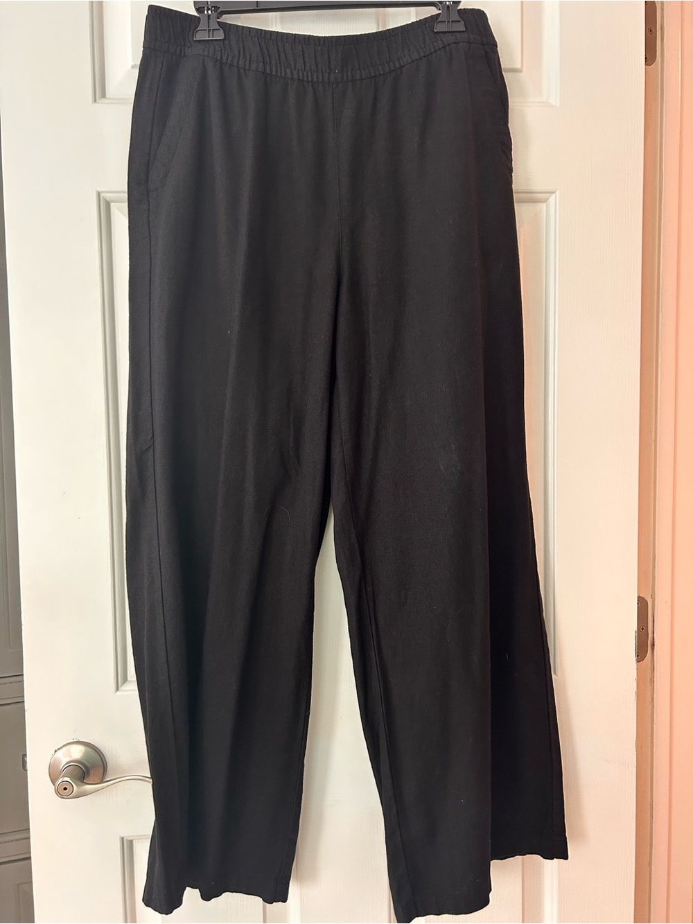 Old Navy Black Elastic-Waist wide leg linen pants